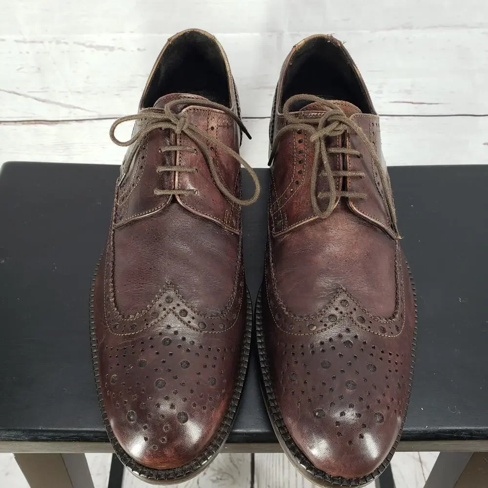 JD Marvin Made in Italy Men's Brown Vibram Oxford Shoes Size 43 EU